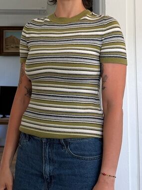 JoosTricot Stripe Short Sleeve Crew Neck Tee